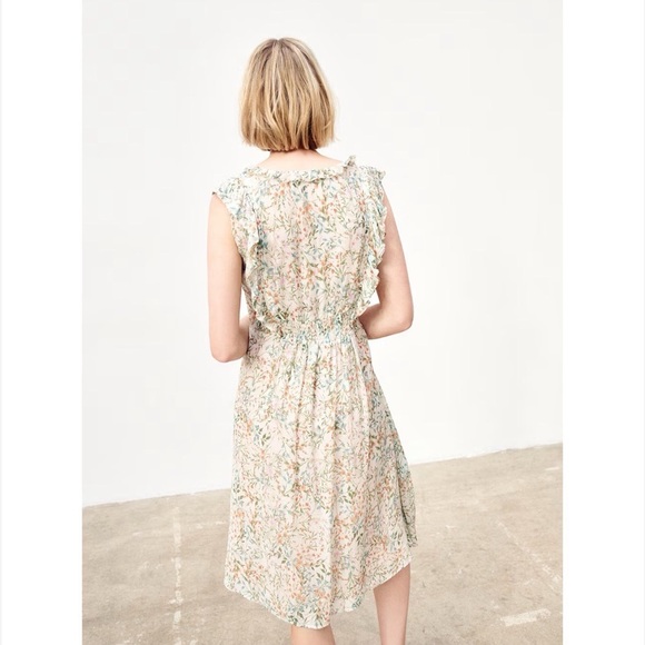 Caroll s'engage Parisian Chic Floral Sleeveless Gauzy Midi Dress Sz 38 Small - Picture 6 of 10